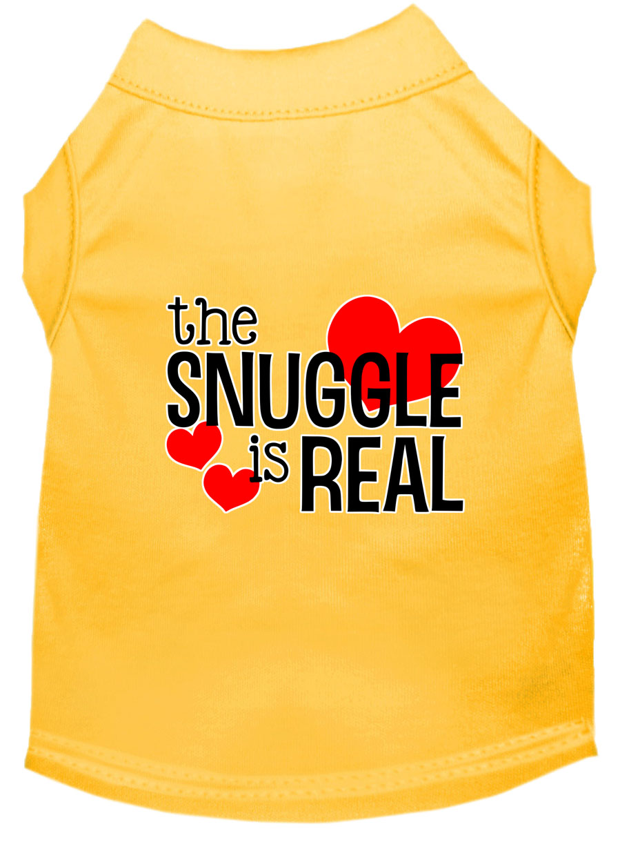The Snuggle is Real Screen Print Dog Shirt Yellow Lg